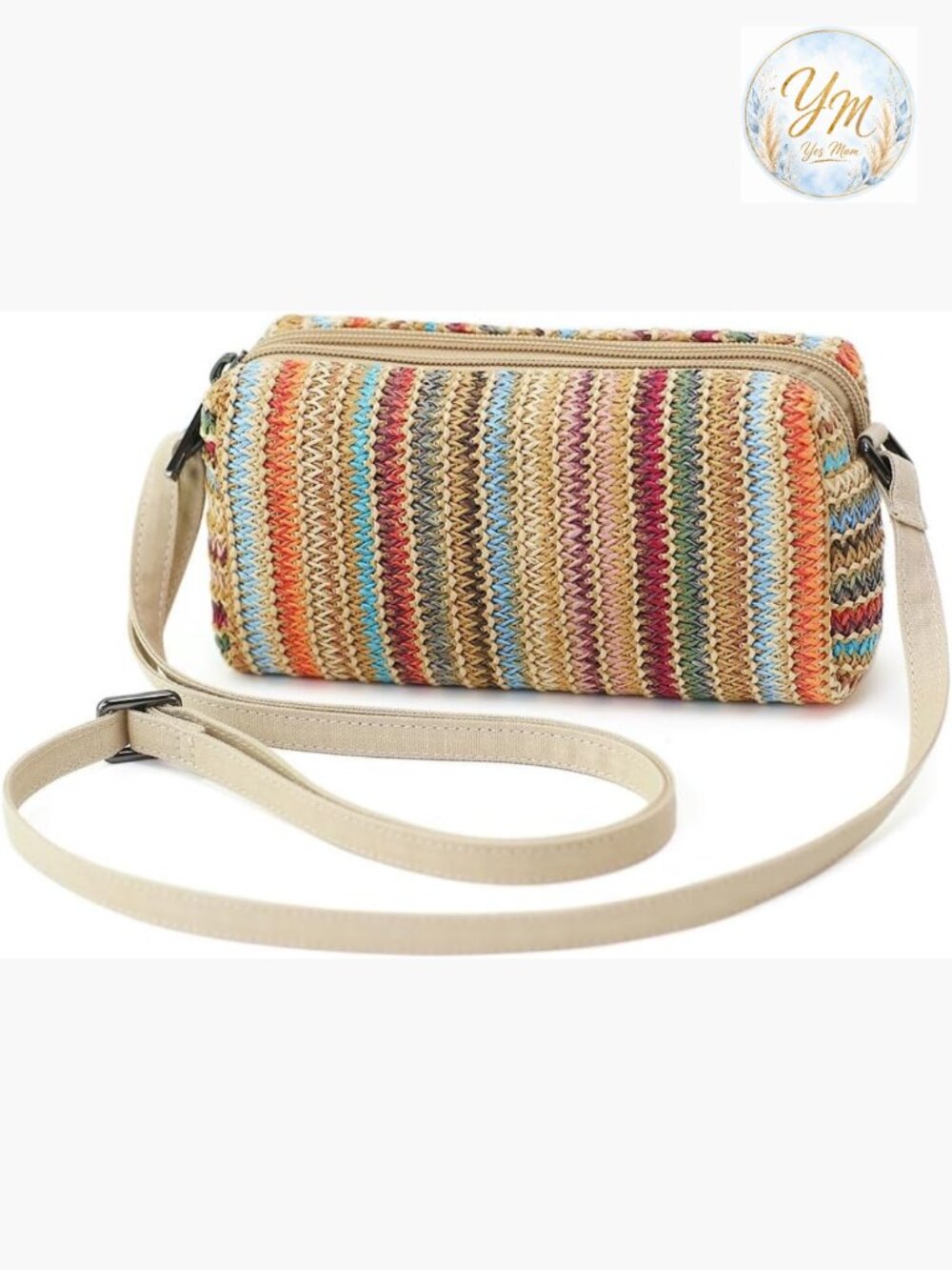 Small Crossbody Bag - Hobo Style Straw Woven Purse